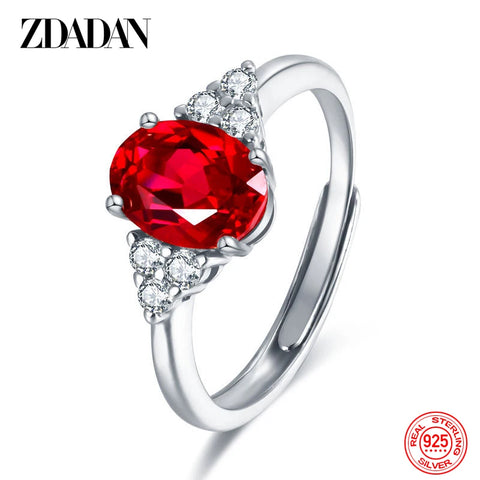 ZDADAN 925 Silver Round Sapphire Ring