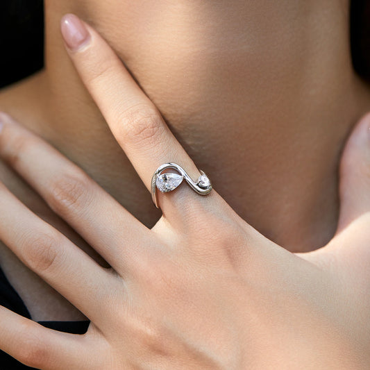 MODIAN Irregular Line Design Rings 925 Sterling Silver