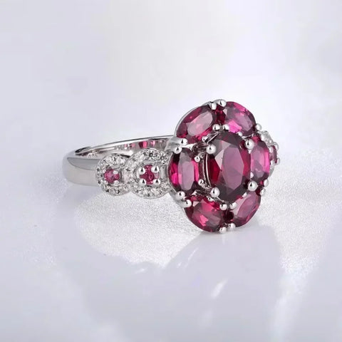 GZ ZONGFA Purple Rhodolite Garnet Halo Rings