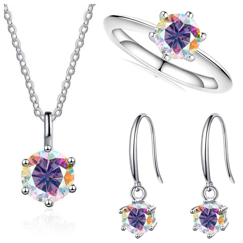 Total 2.5ct Solitaire 925 Sterling Silver moissanite Jewelry set for charm lady  for Women Fine Jewelry dating party gift