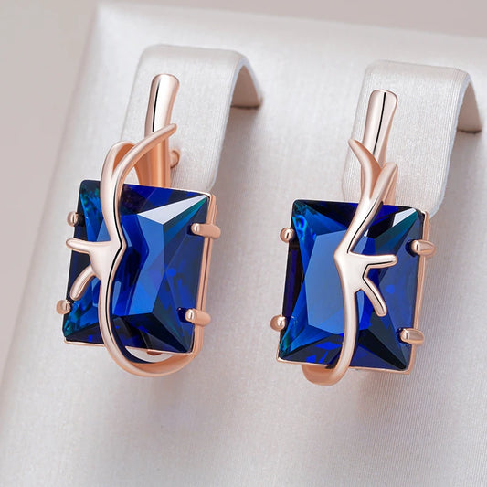 Kinel Hot Square Blue Natural Zircon Drop Earrings