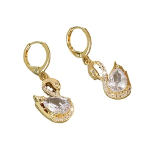 1 pair of luxurious and elegant Golden Swan earrings,