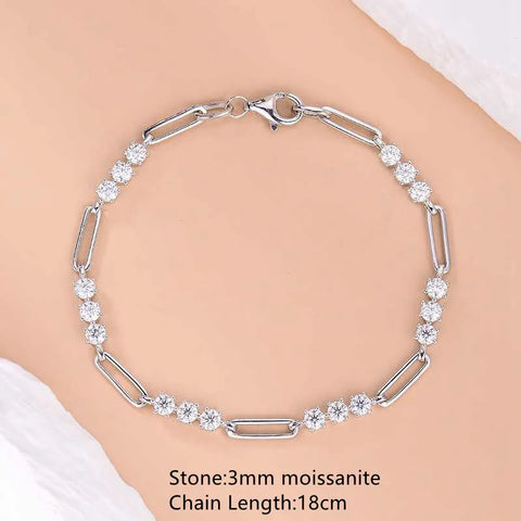 Lnngy Certified Round 3MM Moissanite Bracelet