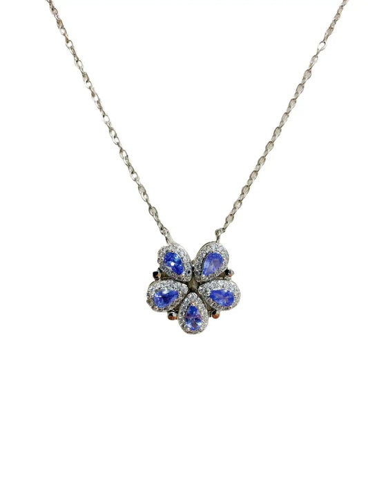 ZECAA Tanzanite 925 Jewelry Pendant For Woman With Tanzanite Gemstone 3*5mm Pendant S925 Silver Tanzanite Pendant