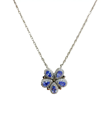 ZECAA Tanzanite 925 Jewelry Pendant For Woman With Tanzanite Gemstone 3*5mm Pendant S925 Silver Tanzanite Pendant