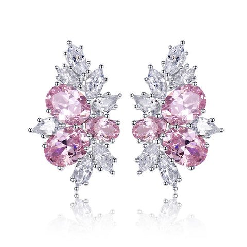 Huitan Sweet Pink Cubic Zirconia Stud Earrings