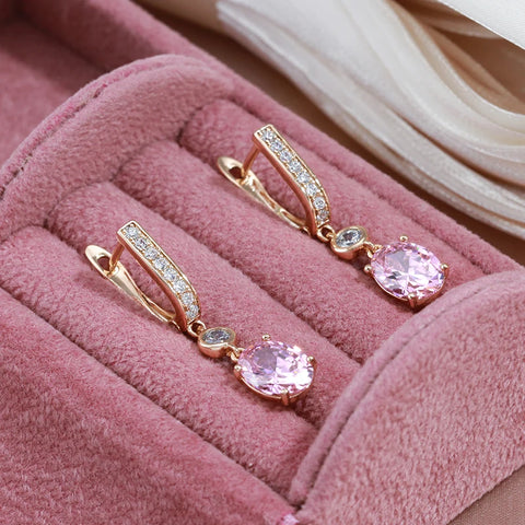 SYOUJYO Natural Pink Zircon Dangle Earrings