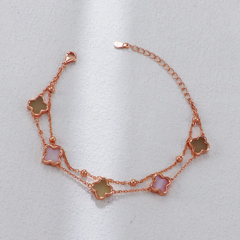 VOBIPY 925 Silver Double Sided Clover bracelet