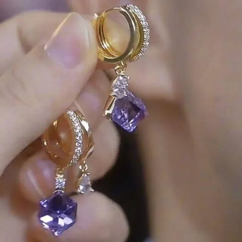 Trendy Geometric Square Crystal Zircon Dangle Earrings