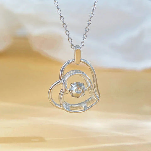 S925 Sterling Silver Heart Shaped Pendant Necklace Clavicle Bone Cross Border Jewelry MOissanite Sparkling Pure Silver Heart