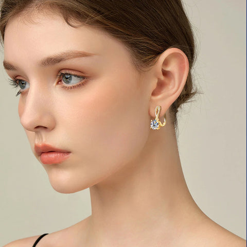 Plated 18K Gold 2 Carat Moissanite Hoop Earrings