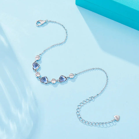 Luxury 925 Sterling Silver Blue Heart