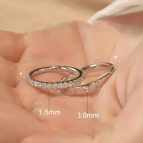 1.5/3mm Full Moissanite Diamond Couple Ring