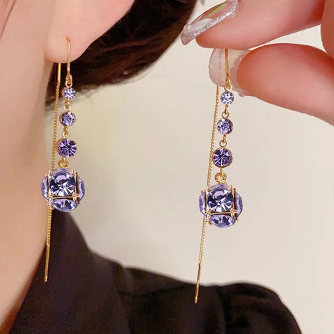 Luxury Purple Crystal Geometric Earrings