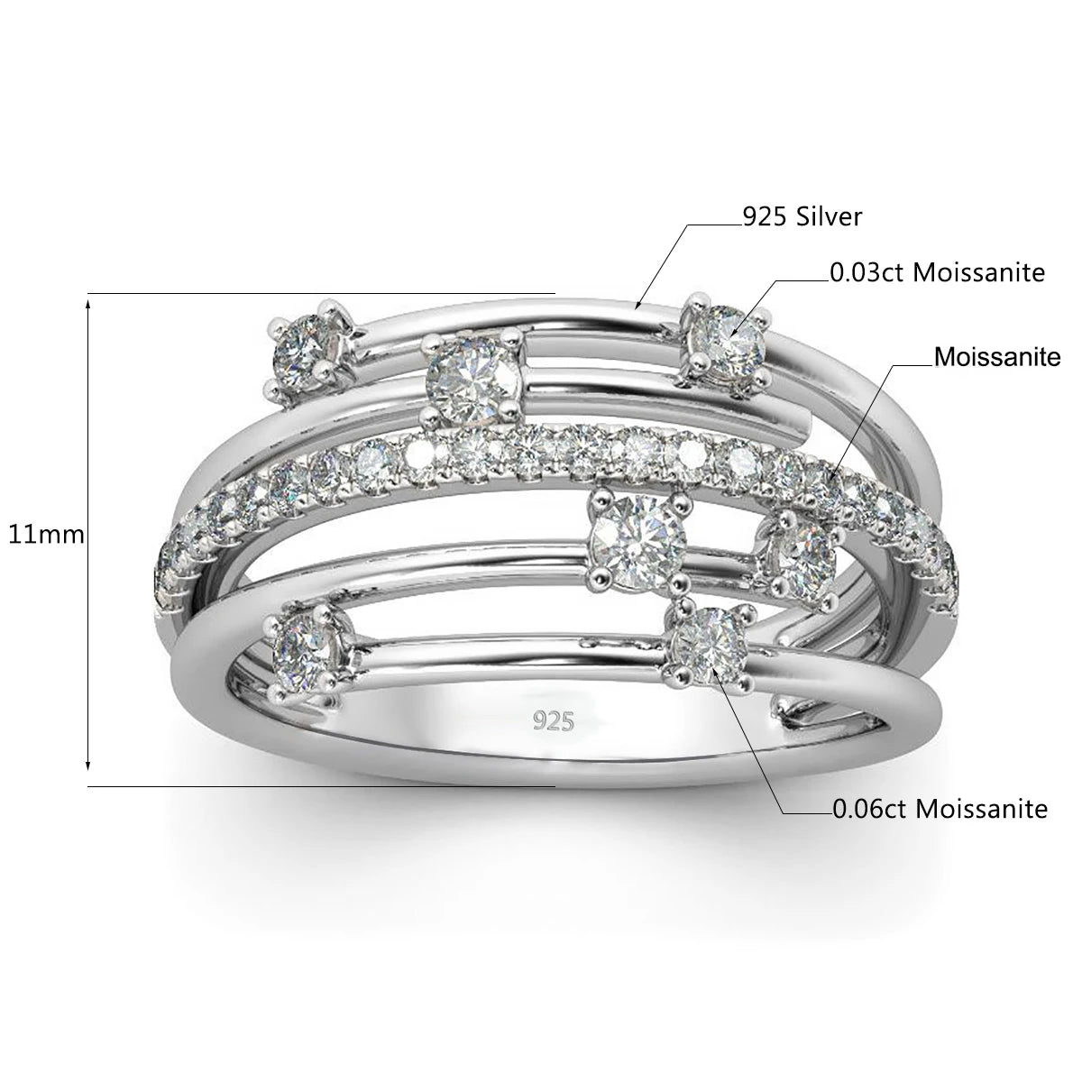 Szjinao Brand Trendy  Moissanite Ring - BOLEVARD RING