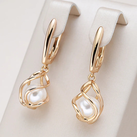 Kinel Luxury 585 Rose Gold Drop Earrings