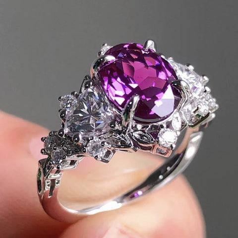 Charm Silver Color Round Heart Rings