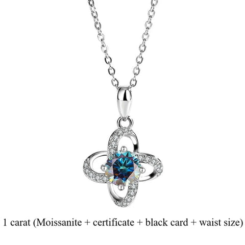 2025 New s925 sterling silver light luxury clover silver pendant Moissanite necklace is a classic and fashionable gift for women