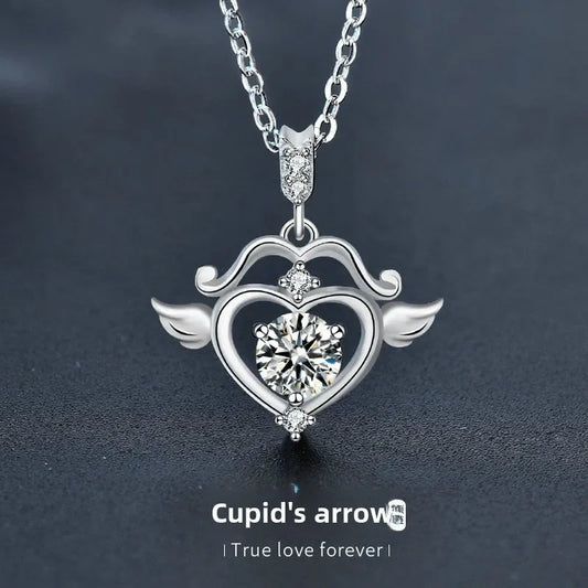 Light luxury 925 sterling silver moissanite cupid's arrow necklace for women, anniversary birthday gift