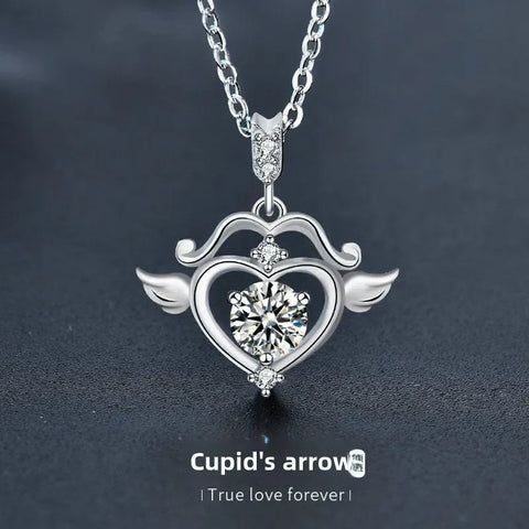 Light luxury 925 sterling silver moissanite cupid's arrow necklace for women, anniversary birthday gift