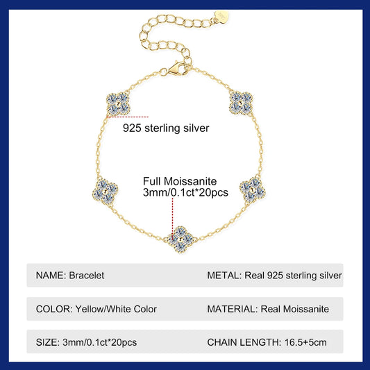 Sweetrain 18k Gold Plated 3mm Moissanite Bracelet