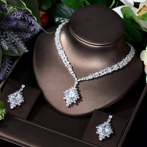HIBRIDE Luxury  AAA CZ Bridal Wedding Jewelry Set Classic Design Women 2pc Set Engagement Ceremony and Anniversary Bijoux N-1723