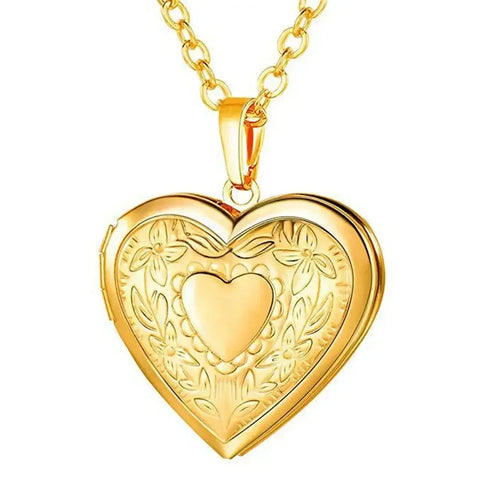 New Fashion Unisex Titanium Steel Necklace Heart Shaped Photo Picture Locket Lover Friend Pendant Chain Jewelry Accessoires