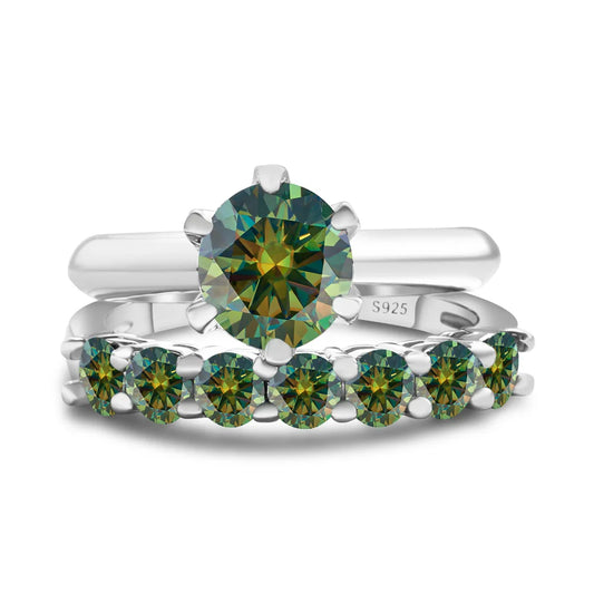 Total 1.7 carat moissantie ring set Silver 925 Brilliant Cut