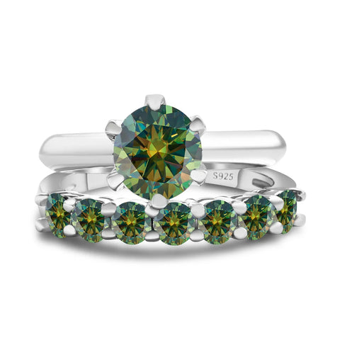 Total 1.7 carat moissantie ring set Silver 925 Brilliant Cut