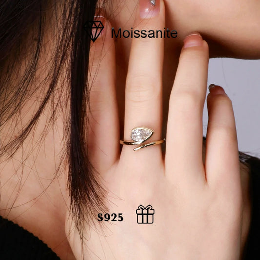 925 silver Mosan diamond ring
