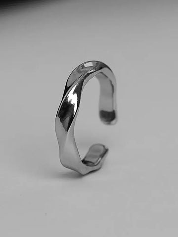 Mobius Wave Ring Silver Color Alloy Open Ring