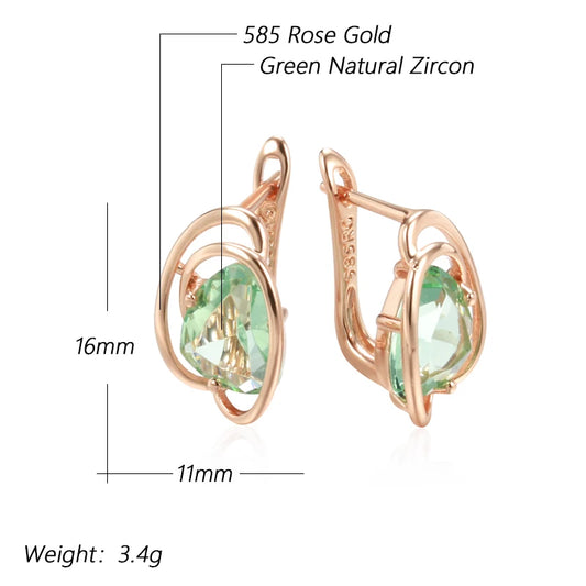 Wbmqda Geometric Light Green Stone Drop Earrings