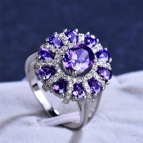 Charm Female Oval Purple Zircon Stone