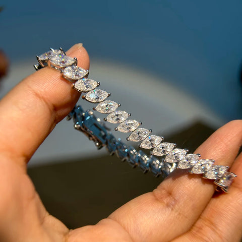 BXINY Luxury Marquise Cut All Moissanite Tennis Bracelet