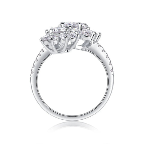 Double Sunflower Full Moissanite Engagement Rings