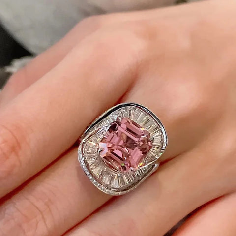 Charms Pink Quartz Wedding Flower Rings