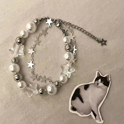Crystal Star Pentagram Pearl Beaded Bracelet