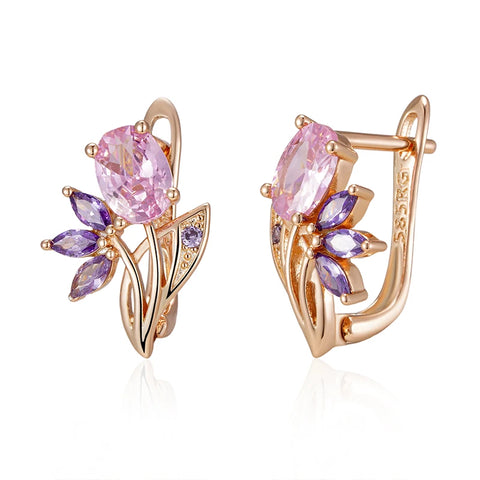 SYOUJYO Purple Natural Zircon Flower Drop Earrings