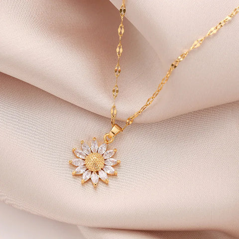 New Fashion Sweet Sex Sunflower Stainless Steel Necklaces