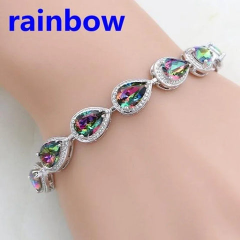 Graceful Green Crystal Leaf Bracelet