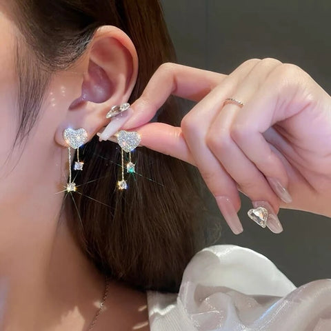 2 Women's Silver Needle Bow Studded