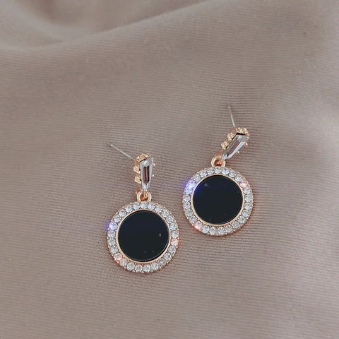 Korean Style Black Zircon Stud Earring