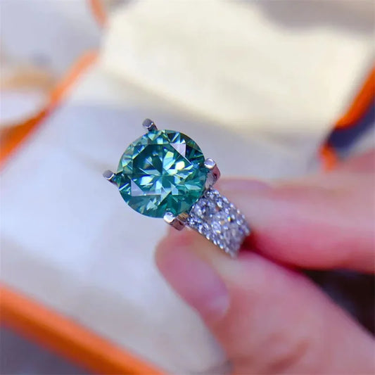 FEOBUR 2/3/5CT Green Moissanite Rings