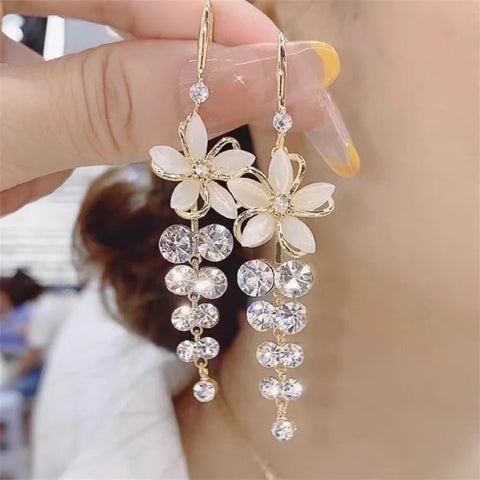 Light Luxury Snowflake Long Tassel Earrings