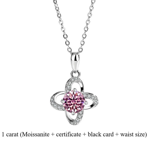 2025 New s925 sterling silver light luxury clover silver pendant Moissanite necklace is a classic and fashionable gift for women