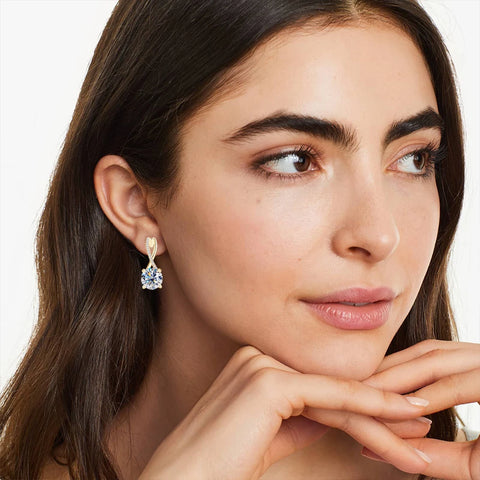 Plated 18K Gold 2 Carat Moissanite Hoop Earrings