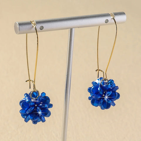 2PC Women's Fashion Trend DIY Pearl Petal Ball Earrings