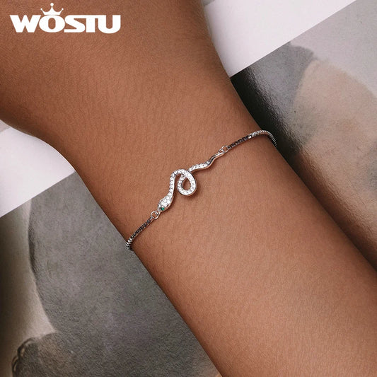 WOSTU 925 Sterling Silver Snake Style Box Chain Bracelets