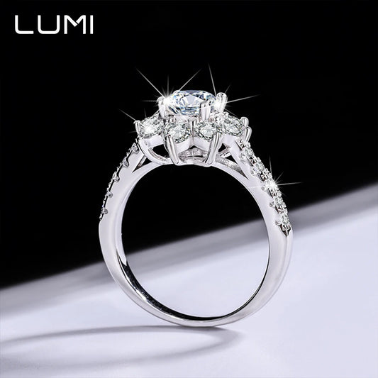 1-3CT VVS Snowflower Moissanite Engagement Ring