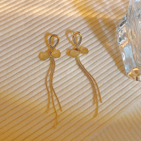 Zircon Wheat Tassel Pendant Gold Color U-shaped